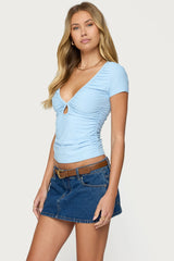 Burkley Keyhole Gathered Top