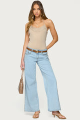 Colbie Faux Suede Fringe Trim Bodysuit