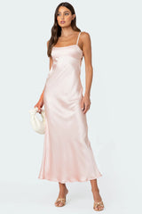 Vienna Open Back Satin Effect Maxi Dress