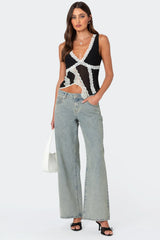 Chiffon & Lace Sheer Asymmetric Top