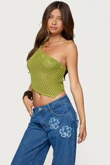 Daley Asymmetric One Shoulder Crochet Top