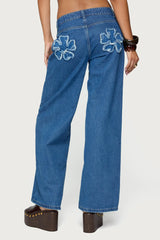 Flower Patch Low Rise Baggy Jeans