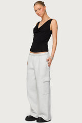 Petite Wide Leg Cargo Sweatpants