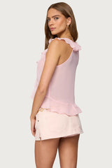 Roxan Ruffle Chiffon Tie Front Top