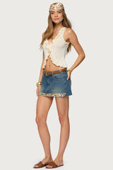 Shaina Iridescent Denim Mini Skirt