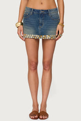 Shaina Iridescent Denim Mini Skirt