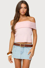Blythe Ribbed Knit Fold Over Top