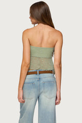 Embroidered Sheer Strapless Top