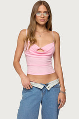 Layered Bra Cowl Neck Top