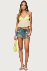 Krisa Sheer Chiffon Babydoll Top