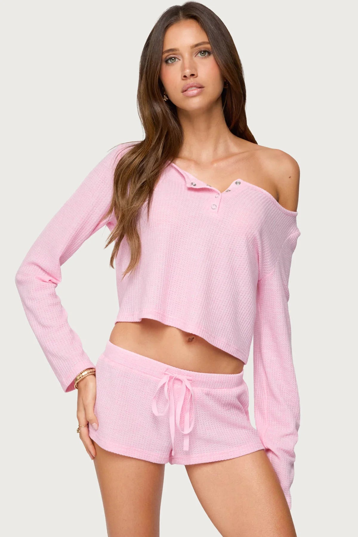Teddy Cropped Waffle Top