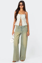 Malmo Printed Tie Front Top