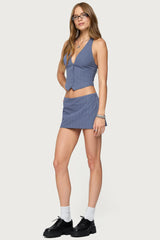 Frankey Pinstripe Button Up Halter Top