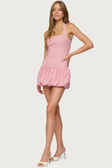 Pinstripe Bubble Skirt Mini Dress