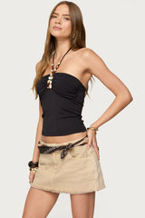 Carmel Bead Ruched Halter Top
