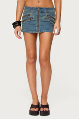 Ronan Zip Up Denim Mini Skort