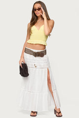 Evy Embroidered Peplum Scrunch Top