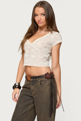 Kristal Twist Front V Neck Top