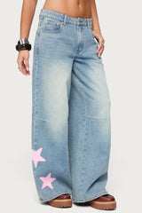 Trish Stars Low Rise Baggy Jeans