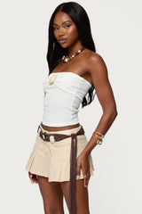 Layered Textured Knit Strapless Top