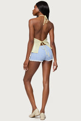 Oliviana Linen Look Halter Top