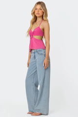 Duo Cutout Mesh Halter Top