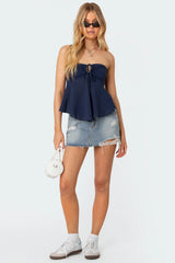 Tadria Drawstring Baby Doll Top