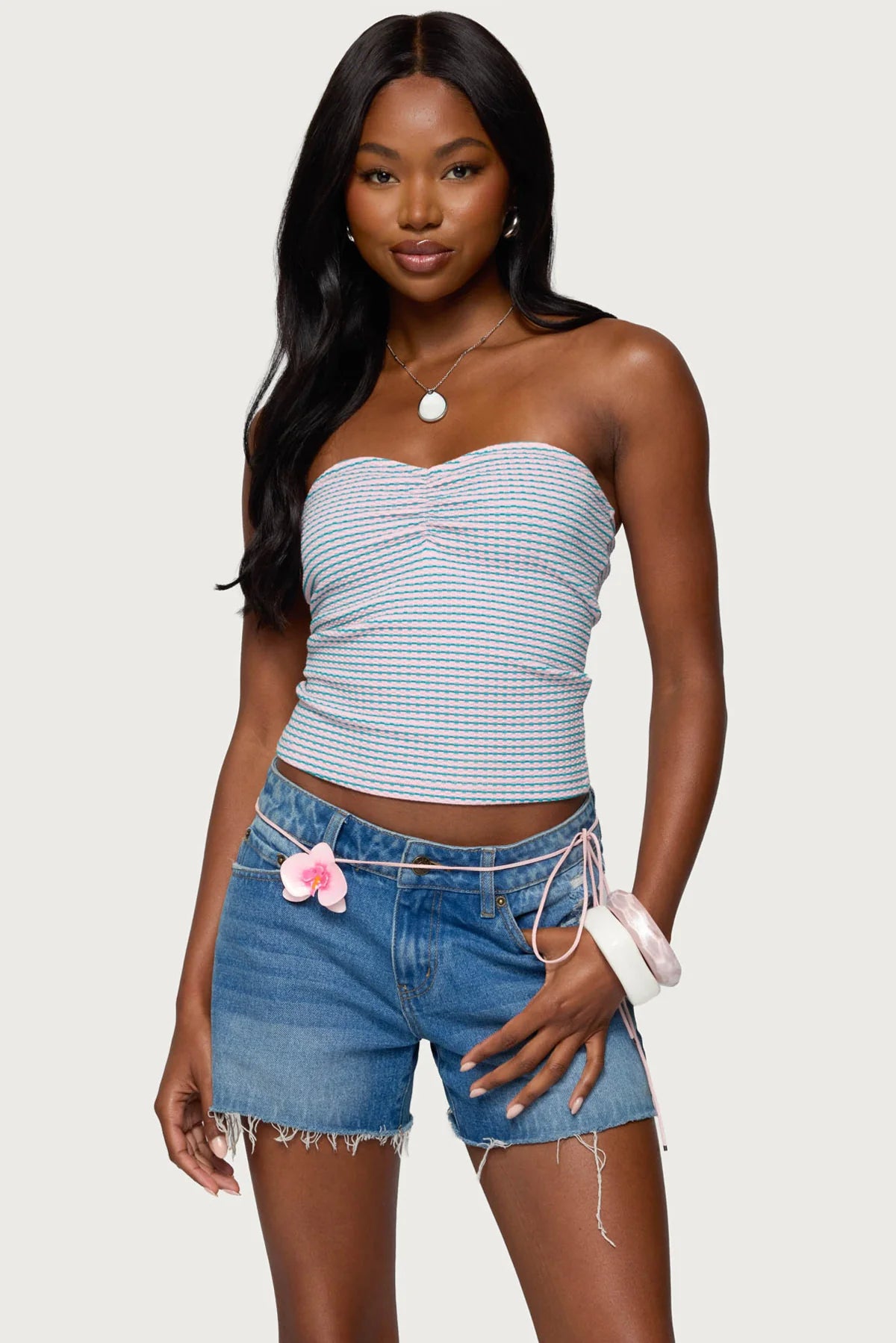 Veranda Textured Striped Tube Top