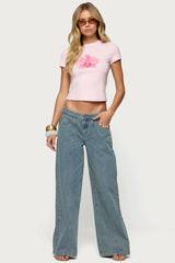 Stitch & Pleat Low Rise Baggy Jeans