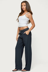 Ayve Eyelet Waist Straight Leg Pants