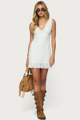 Shayla Ruffle Textured Mini Dress