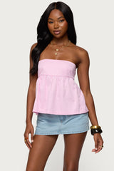 Maddie Strapless Striped Babydoll Top