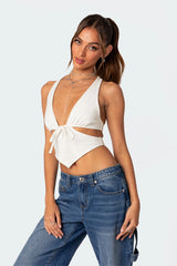Cady Tie Front Cut Out Top