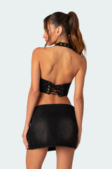 Katrina Lace Up Denim Corset