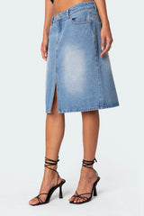 Junia Slitted Denim Midi Skirt