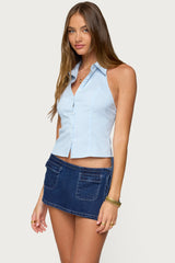 Debra Tailored Pinstripe Button Up Top