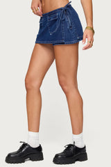 Giselle Wrap Denim Mini Skort