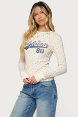 Cali Floral Ribbed Long Sleeve T Shirt