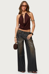 Saharah Mud Wash Low Rise Baggy Jeans