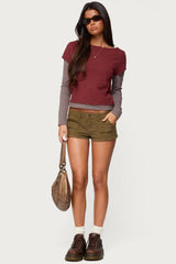 Layered Stripey Long Sleeve T Shirt