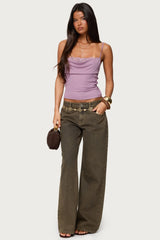 Bobbie Layered Lace Cowl Neck Top