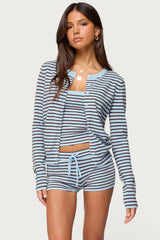 Lillian Striped Button Up Knit Cardigan