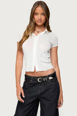 Geena Semi Sheer Button Up Shirt