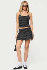Moria Striped Fold Over Mini Skirt