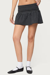 Moria Striped Fold Over Mini Skirt