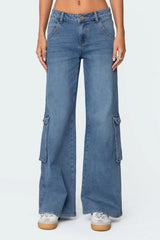 Lunar Mid Rise Wide Leg Cargo Jeans