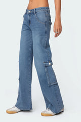 Lunar Mid Rise Wide Leg Cargo Jeans