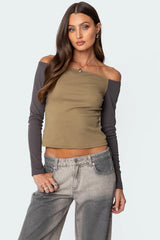 Contrast Off Shoulder Top