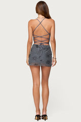 Kandy Backless Beaded Mini Dress