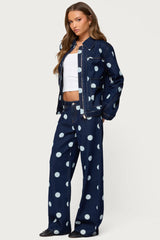 Leyah Polka Dot Low Rise Baggy Jeans